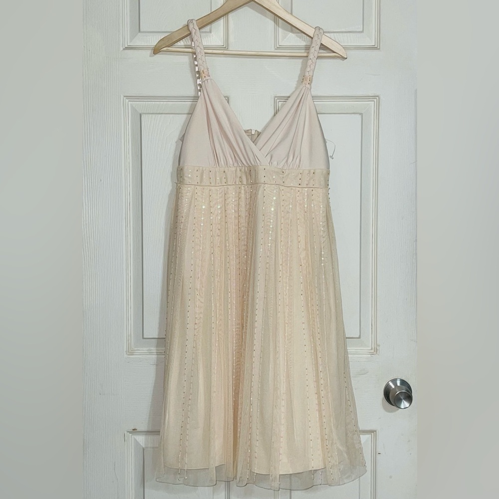 CONSTANCE MARIE Cream Braided Strap Back Zipper Dress